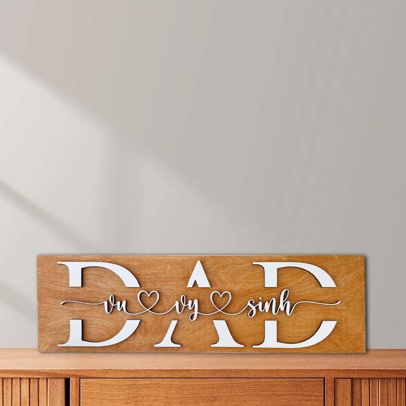 Custom 3D Family Name Wooden Plaque Father's Day Gift