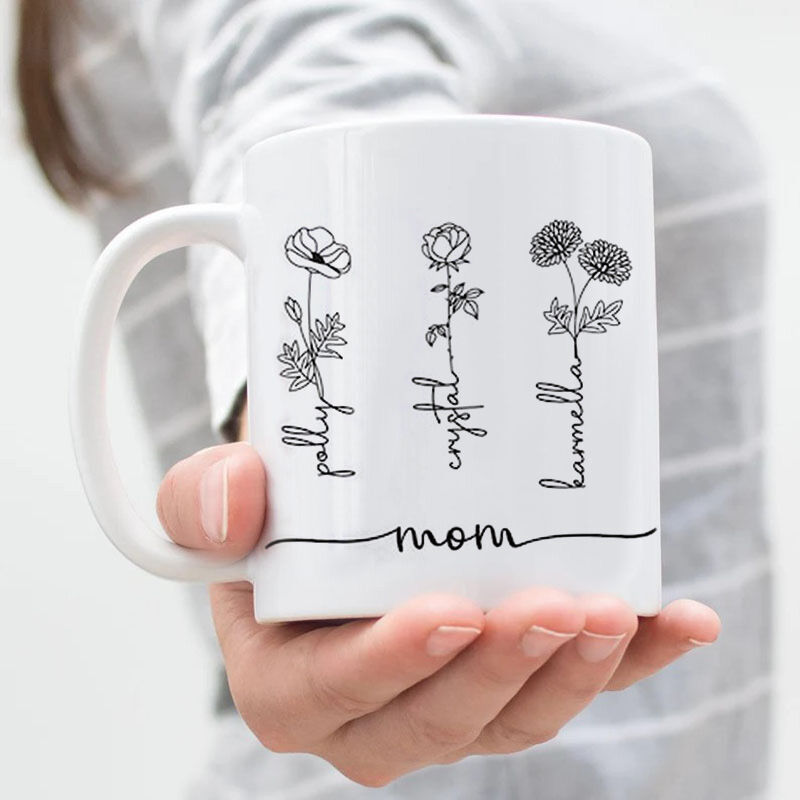 Personalized Birthflower And Name Mug Family Garden Mother's Day Gift