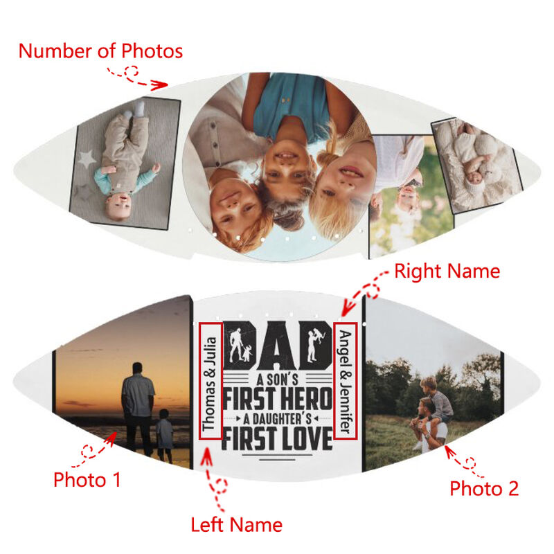 Personalized Football with Names and Photos for Dad