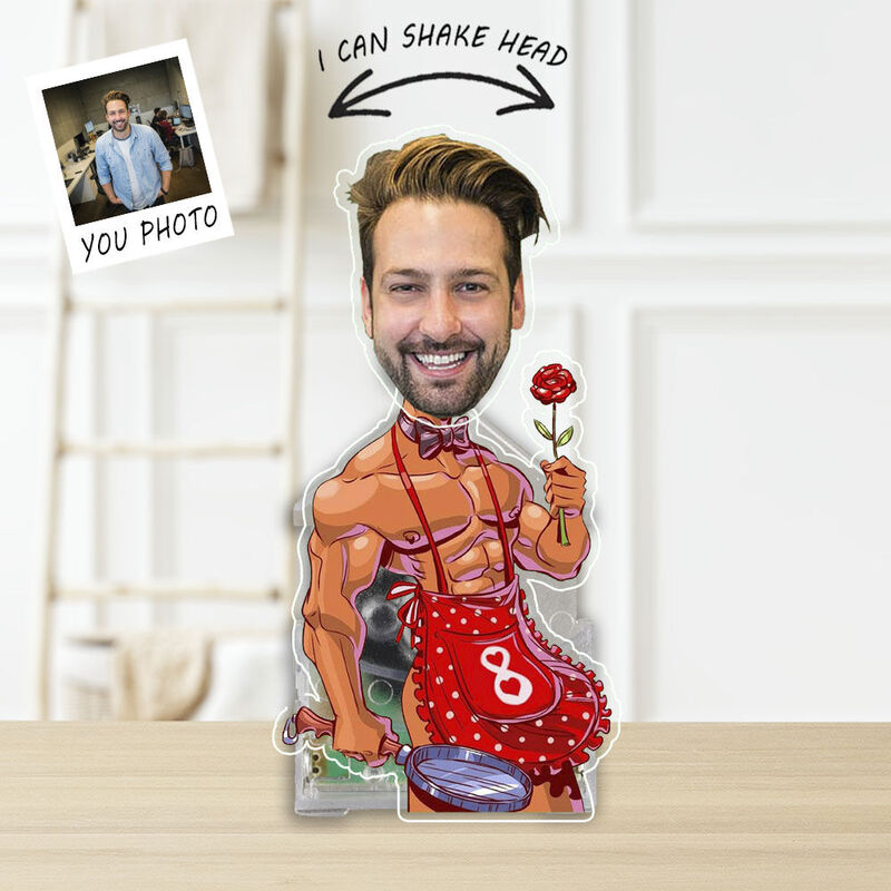 Personalisierter Wackelkopf Acryl Ständer Koch für dich Muskelmann Design Lustiges Geschenk für Freunde