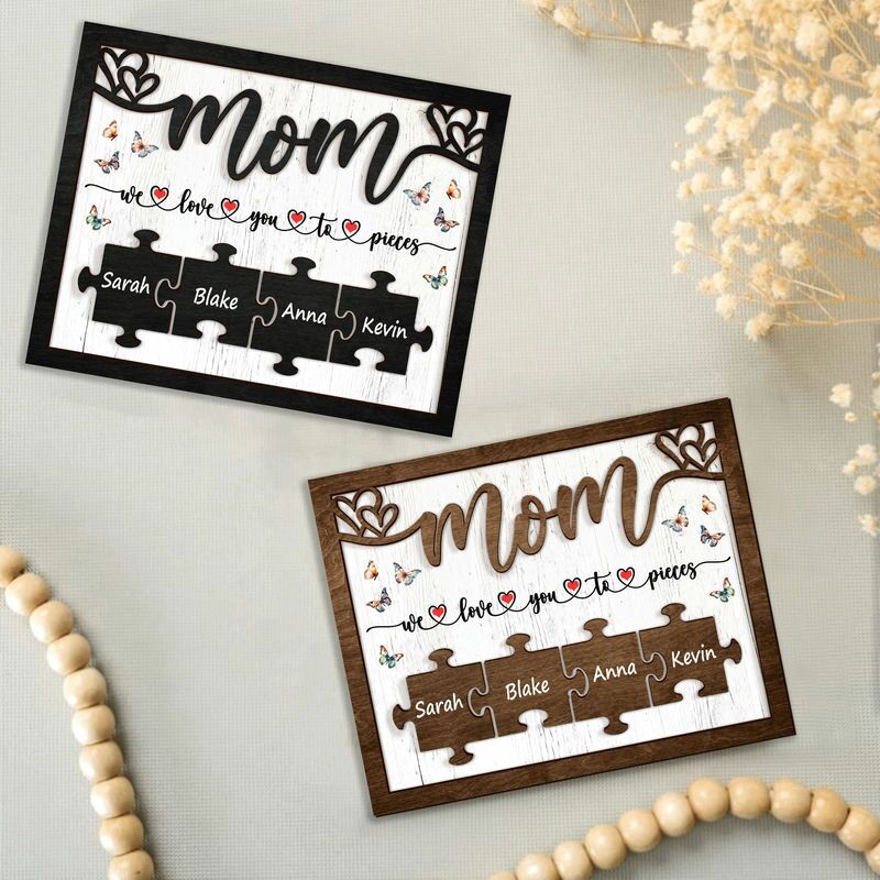 Personalisierte Name Puzzle Rahmen Mama Wir lieben dich in Stücke Schmetterling Design Perfektes Geschenk zum Muttertag