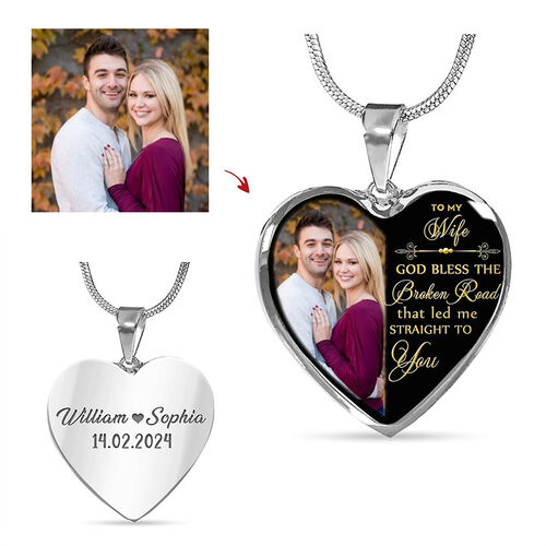 Personalized God Blessed Broken Road That Led Me Straight To You Couple Necklace
