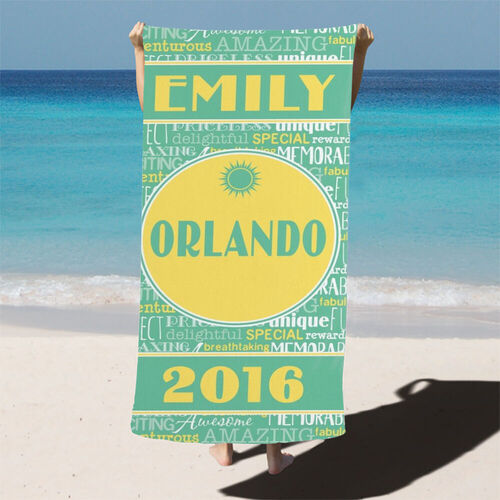 Personalized Name and Date Bath Towel Creative Gift for Valentine's Day