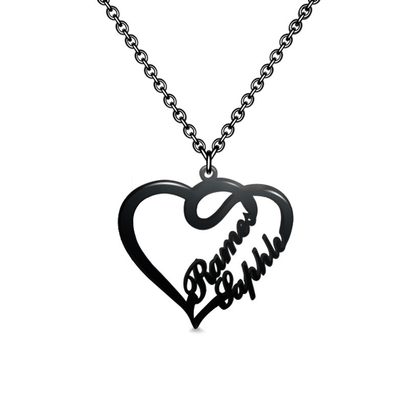 Overlapping Heart Two Name Necklace