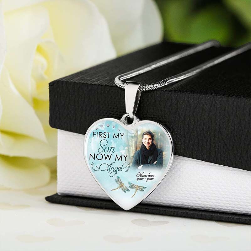 Collier Photo Personnalisé "First My Son Now My Angel"