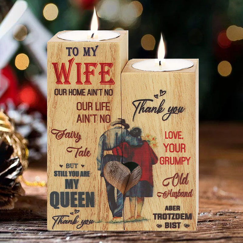 Candelero personalizado hecho a mano de madera regalo para mi esposa