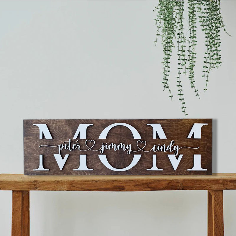 Custom 3D Name Wooden Plaque for Mom