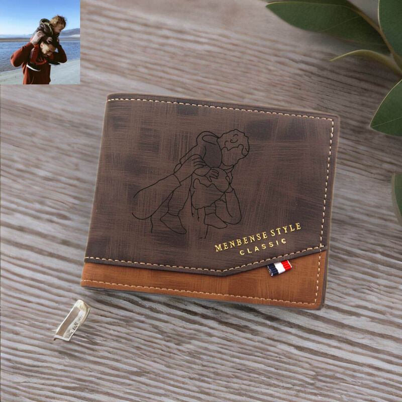 Personalized Custom Sketch Photo Men's Wallet Father's Day Gift