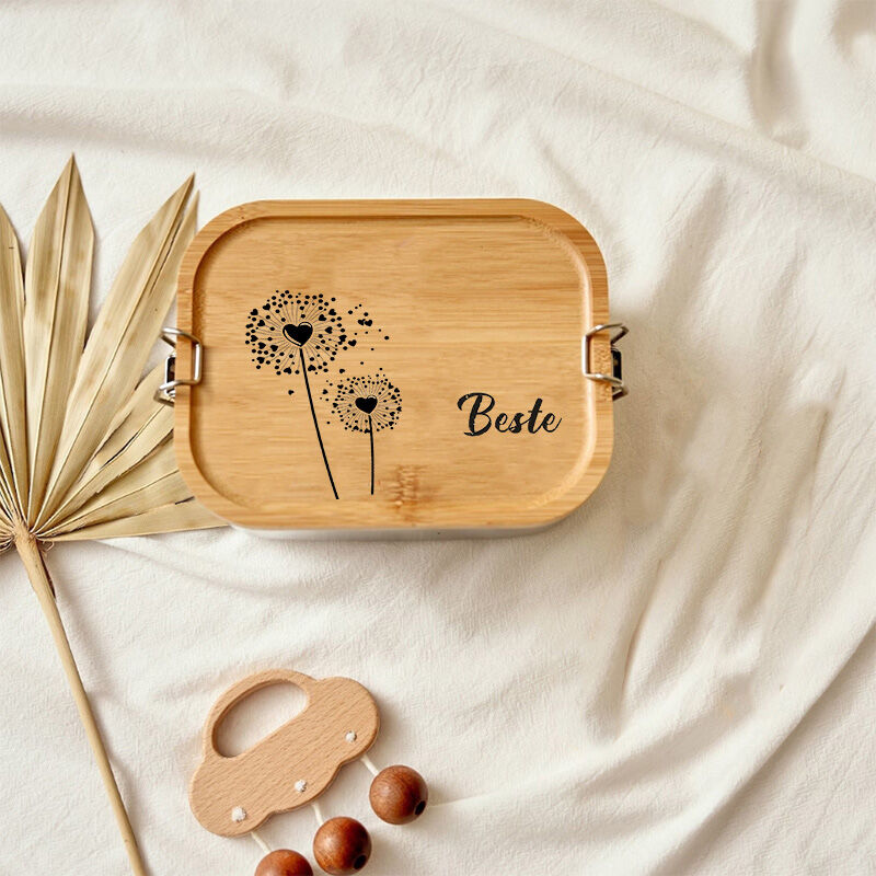 Personalized Lunch Box Custom Name With Simple Dandelion