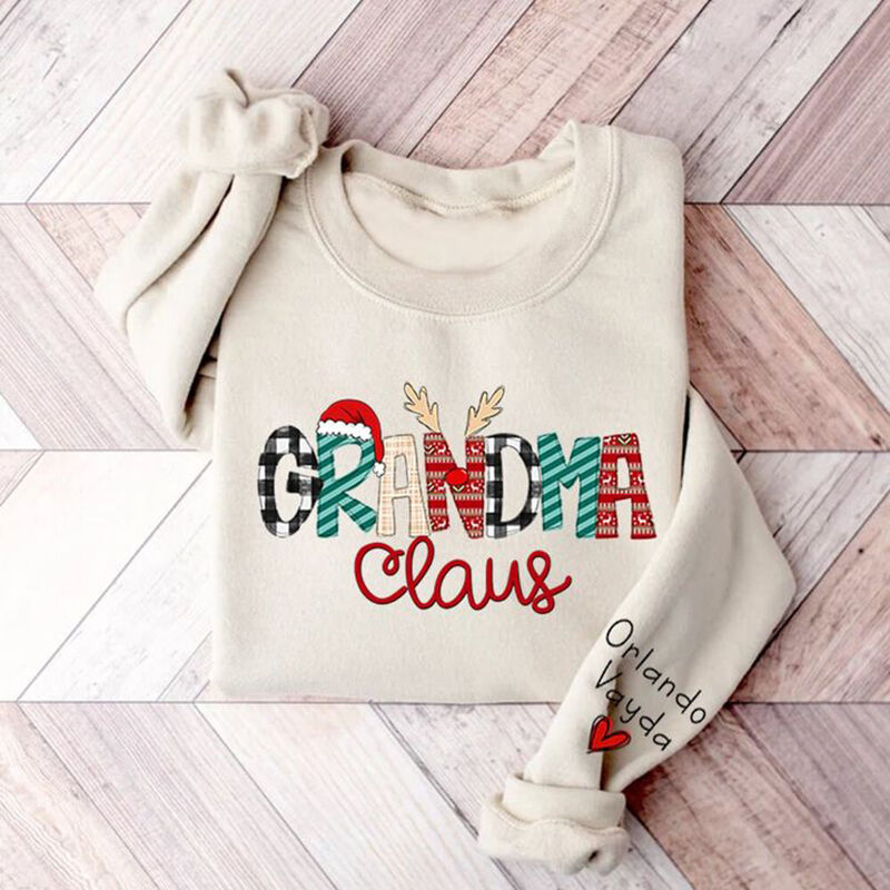 Personalized Sweatshirt Grandma Claus Design with Custom Names Christmas Gift for Nana