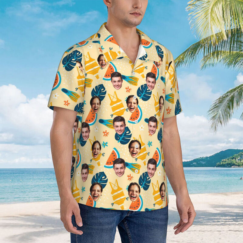 Camisas Hawaianas Personalizadas con Foto Sandía para Parejas