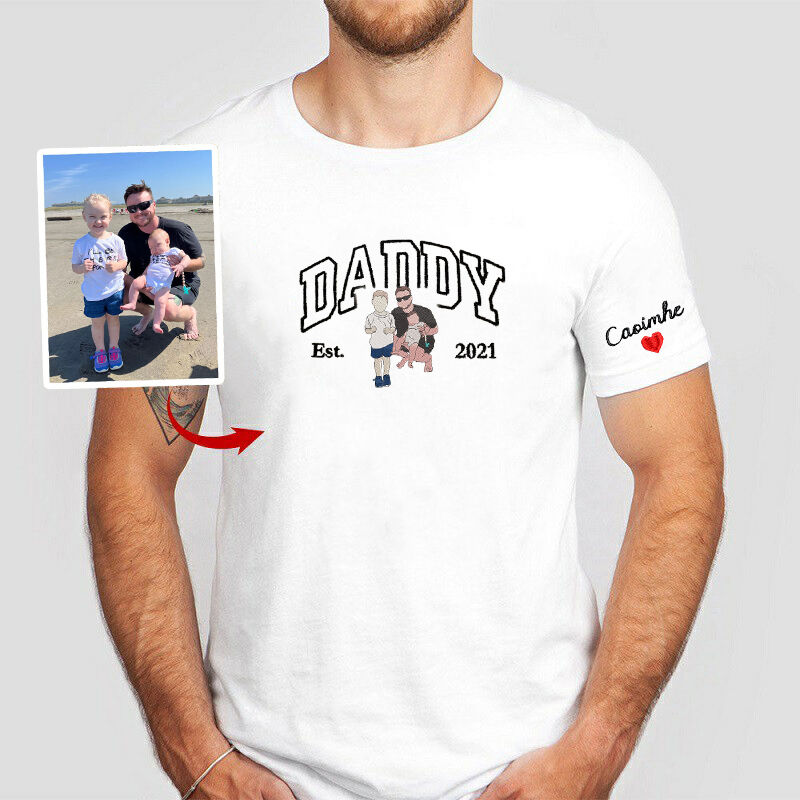 Camiseta Personalizada Bordada Papá con Foto Diseño Personalizado Regalo Perfecto para el Día del Padre