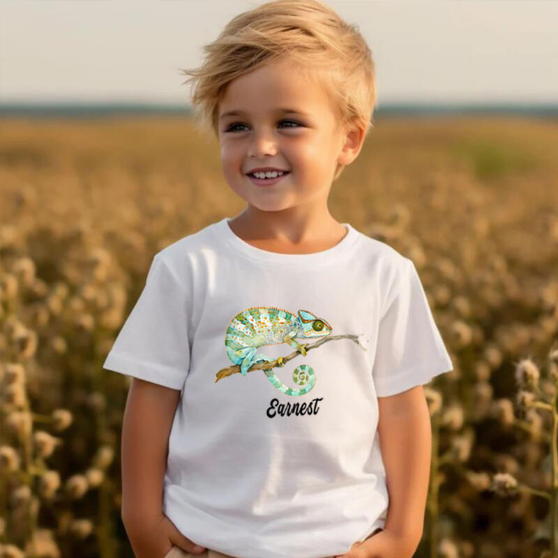 Personalized Children T-Shirts With Custom Name Tags And Cool Animal Print Gifts For Boys