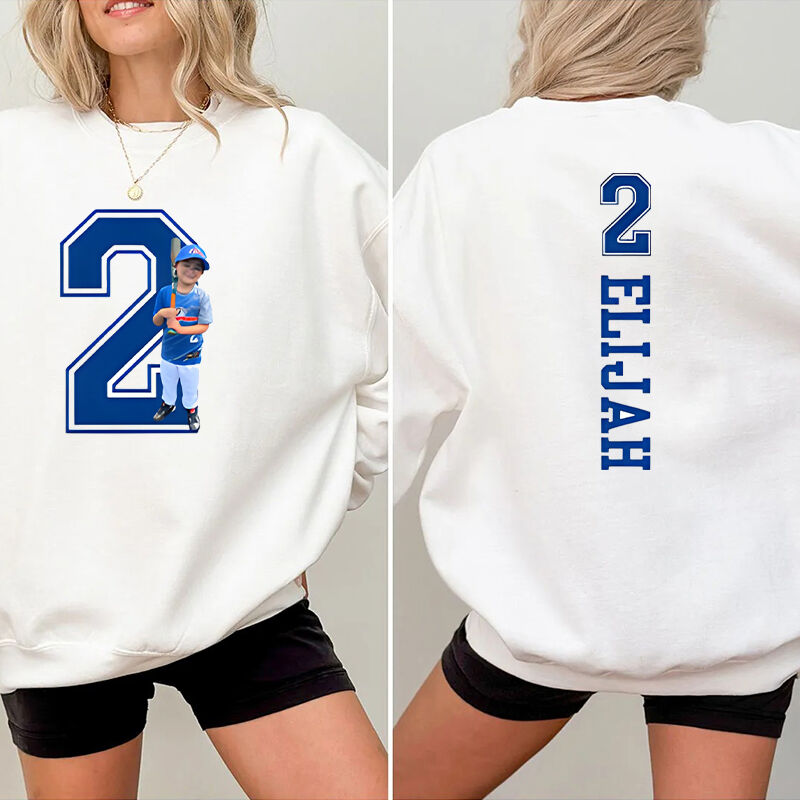 Sudadera personalizada con foto personalizada con tu número y nombre. Regalo único para amantes del deporte.