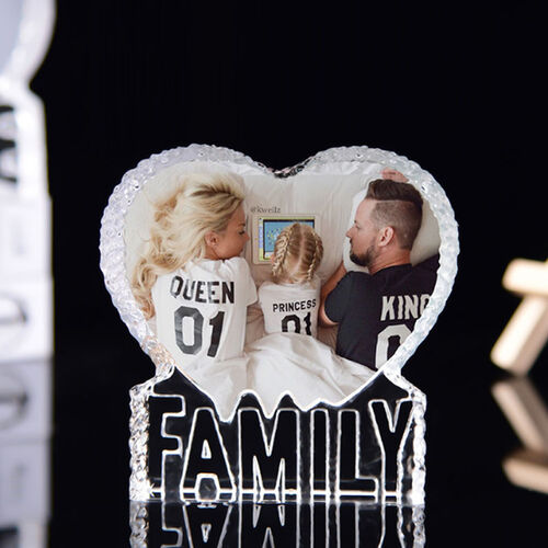 Custom Heart shape Photo Crystal Frame For Family