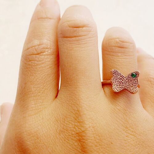 Personalized Birthstone Butterfly Fingerprint Ring