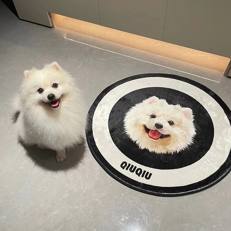 Personalized Custom Photo Round Floor Mat Warm Gift For Cute Dogs