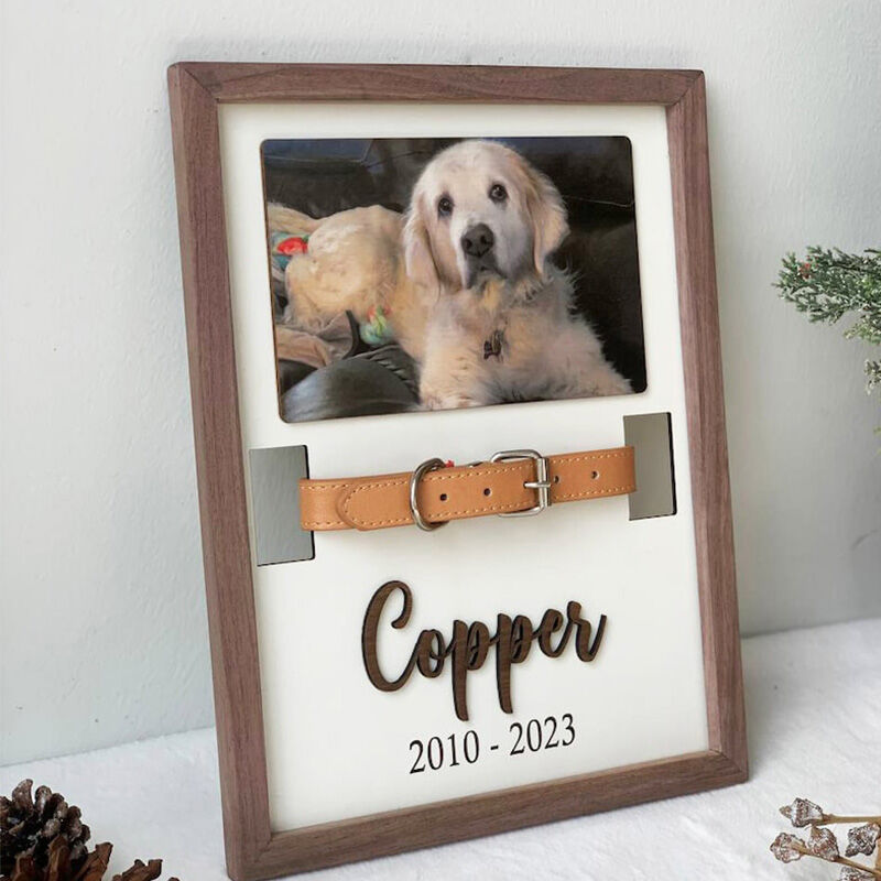 Personalized Pet Collar Photo Frame Memorial Gift For Pet Lovers