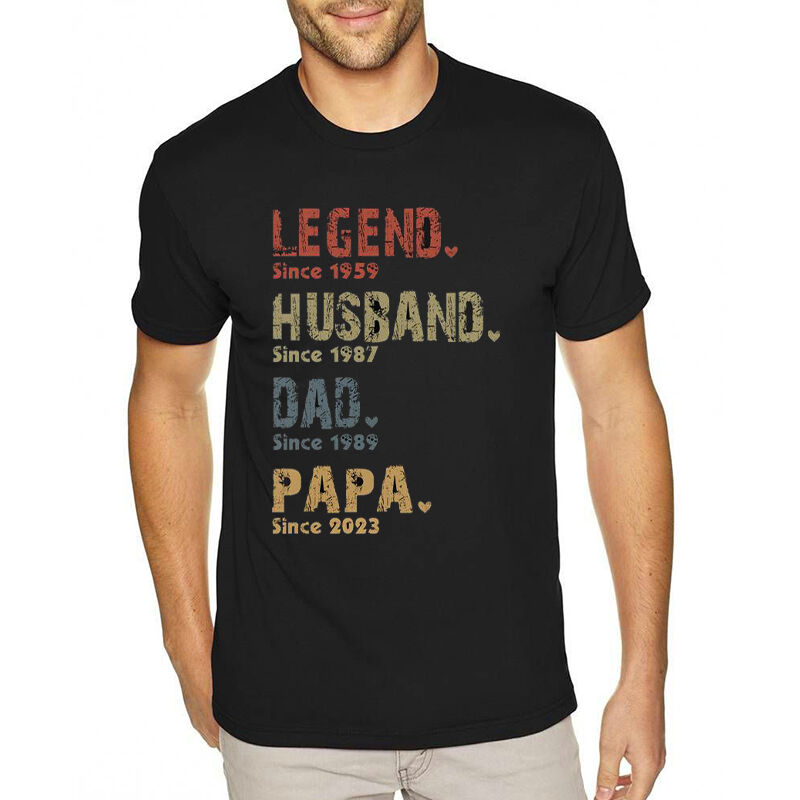 Personalisiertes T-Shirt Legende Ehemann Papa und dann Papa mit benutzerdefinierten Jahr einzigartiges Geschenk für den Vatertag