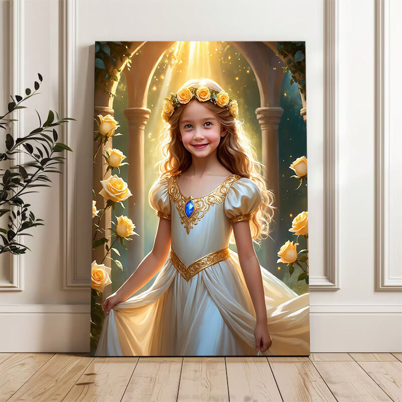 Personalized Sun Queen Portraits with Custom Face Swap Graceful Gift for Child