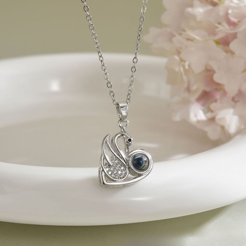 Personalized Swan Projection Picture Necklace with Diamond Exquisite Gift for Lover