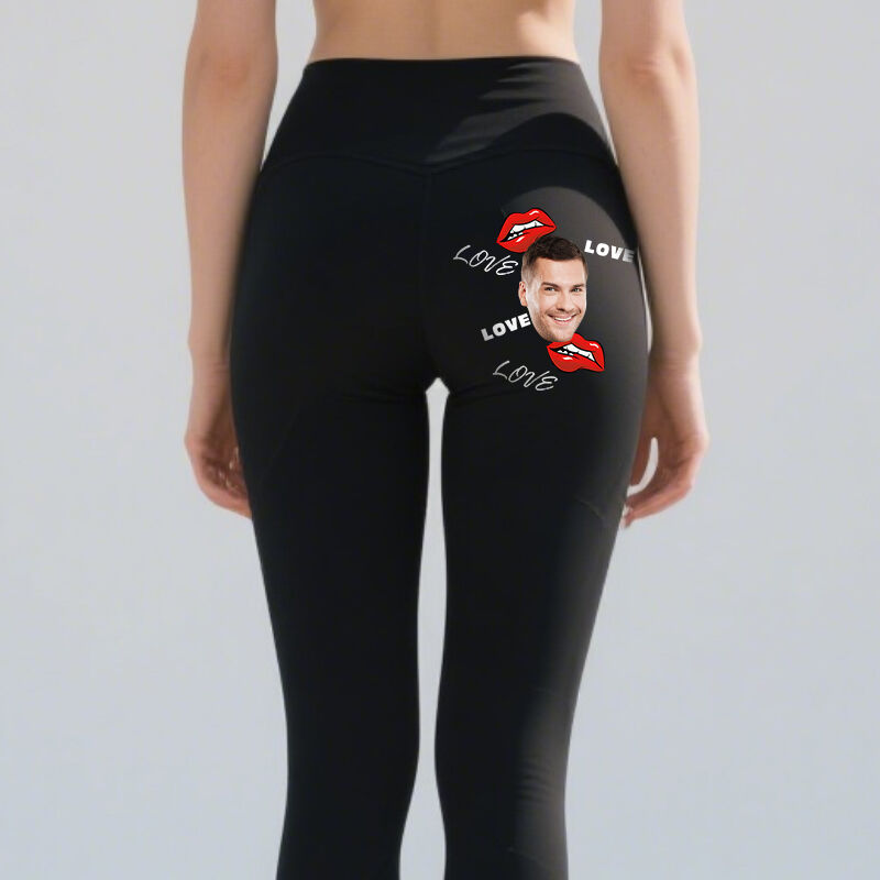 Gepersonaliseerde Legging Sexy Lip Love Op Maat Foto Ontwerp Perfect Valentijnsdag Cadeau voor Haar