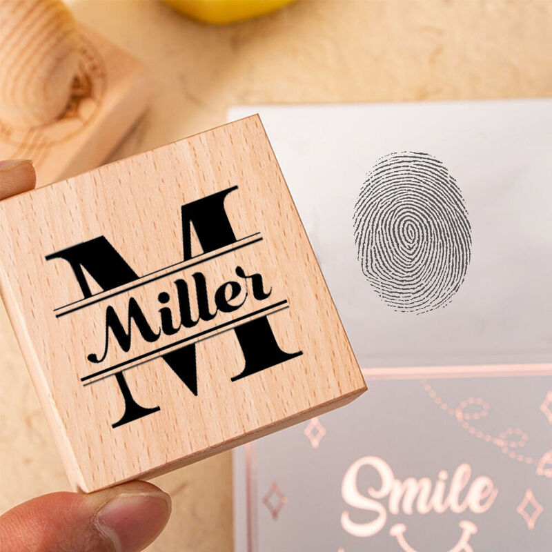 Personalisierte Holzstempel Individuell Name Upload Fingerabdruck Foto Privat Praktisches Siegel für Papa