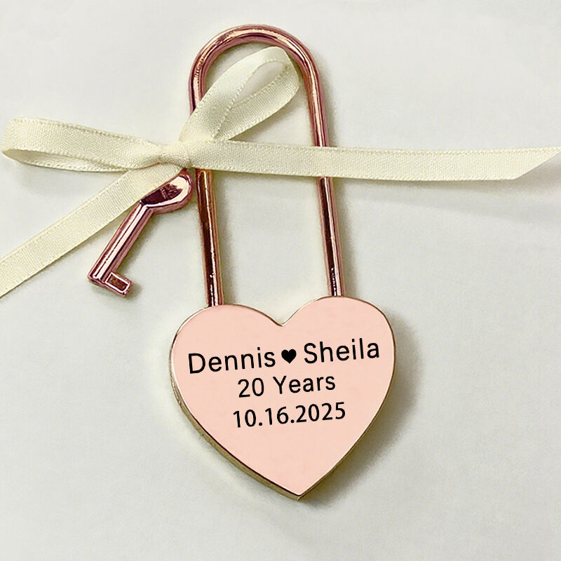 Lucchetto a forma di cuore personalizzato con nomi personalizzati e data commemorativa unica Regalo di anniversario per coppie