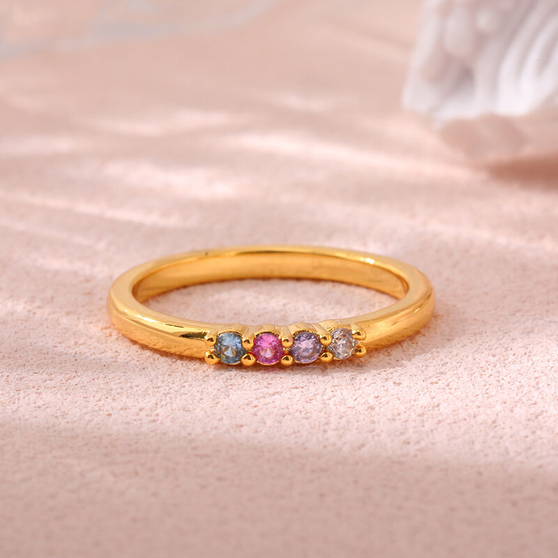Bague personnalisée à 2 pierres de naissance Cadeau exquis pour la fête des mères