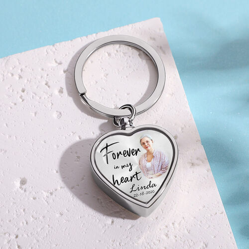 "Für immer in meinem Herzen" benutzerdefinierter Bild Gedenk Urne Schlüsselanhänger