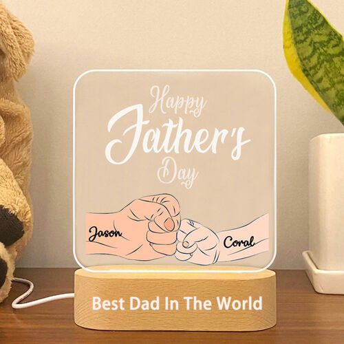 Personalisierte Acryl Plaque-Lampe mit benutzerdefinierten Namen Fist Bump großes Geschenk für Papa
