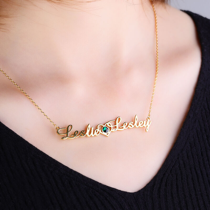 "We Are Doomed" Personalized Name Necklace with Birthstone