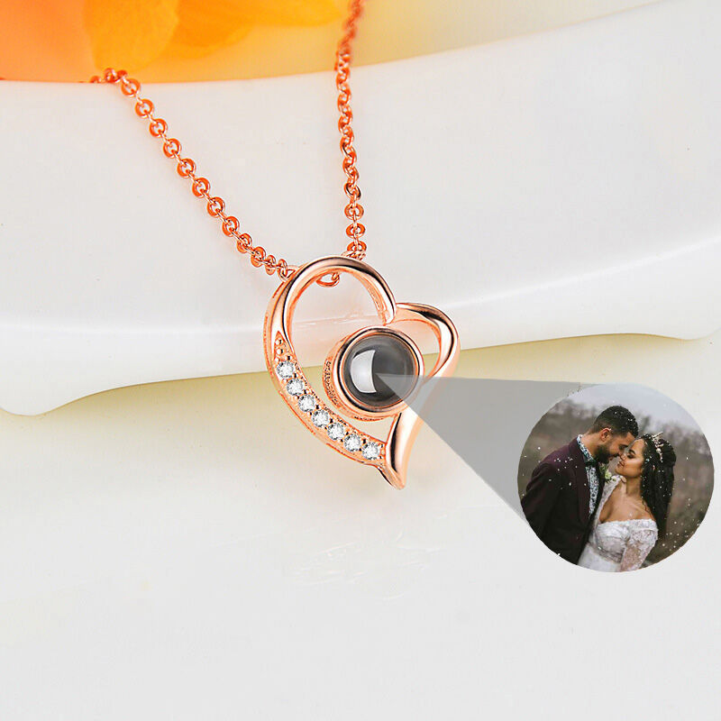 Sterling Silver Personalized Photo Projection Necklace- To Lover-Take My Heart Away