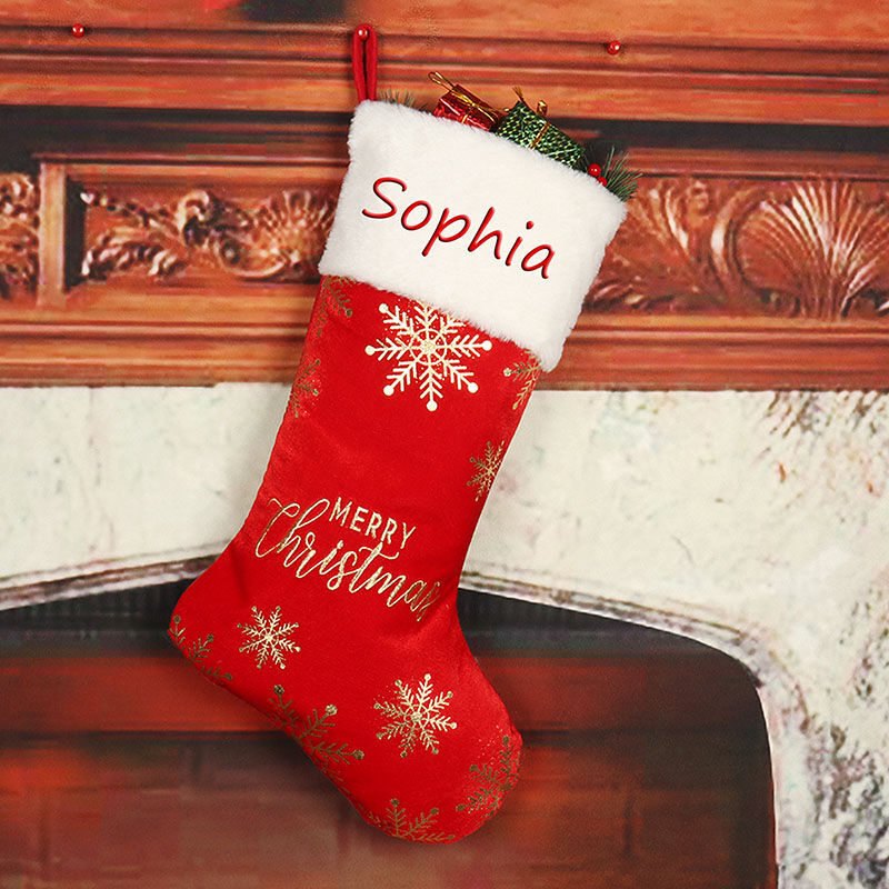 Personalisierte Rote Frohe Weihnachten benutzerdefinierte Name Weihnachten Socke