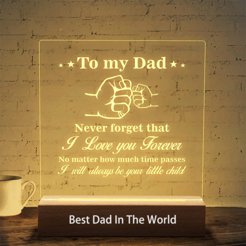 Personalized Acrylic Plaque Lamp Always Be Your Child Love Letters Precious Gift for Dad