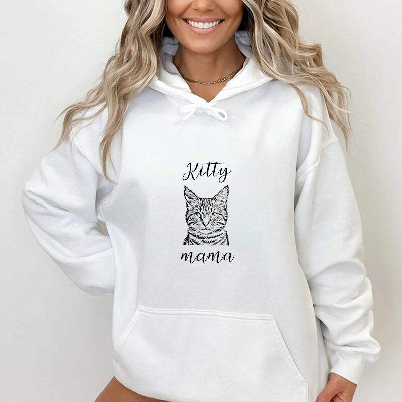 Personalized Hoodie with Custom Pet Portrait Sketch and Name Great Gift for Pet Loving Mom