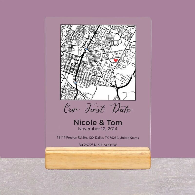 Personalized Love Map Acrylic Plaque Unique Present for Special Day