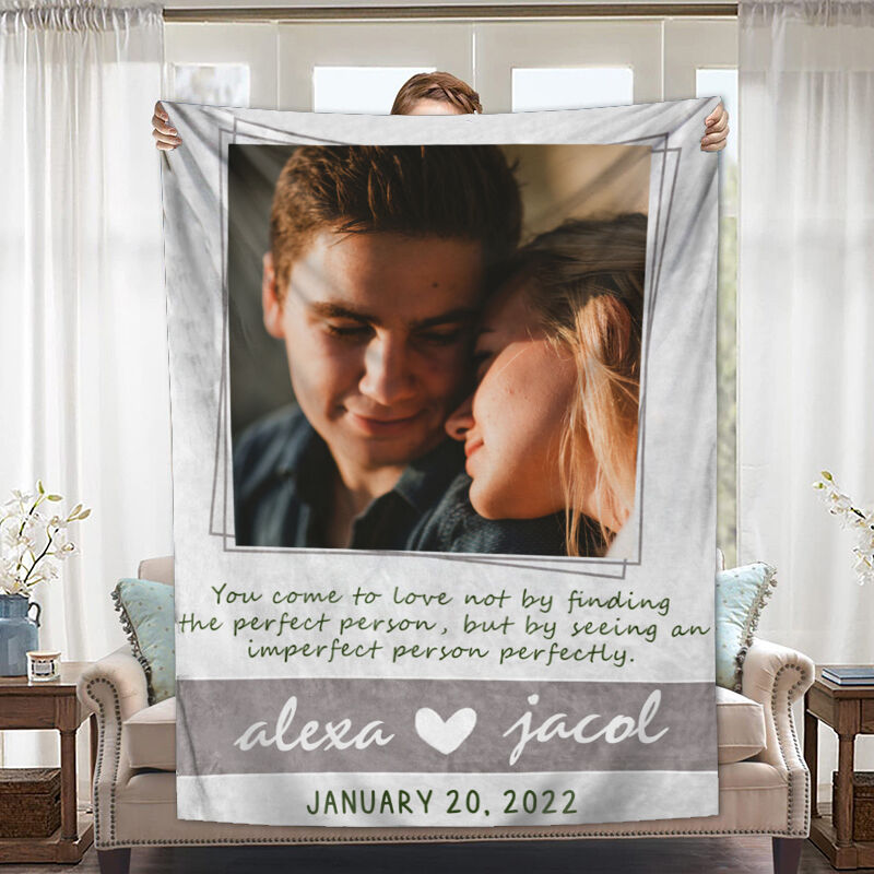 Personalized Picture Blanket Best Gift for Couple "You Come To Love"