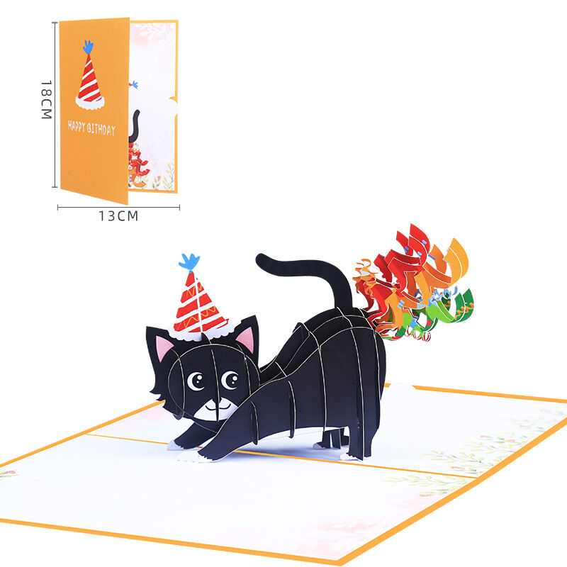 3D Kitten Pop Up Card Rainbow Fart Design Adorable Gift for Pet Lovers