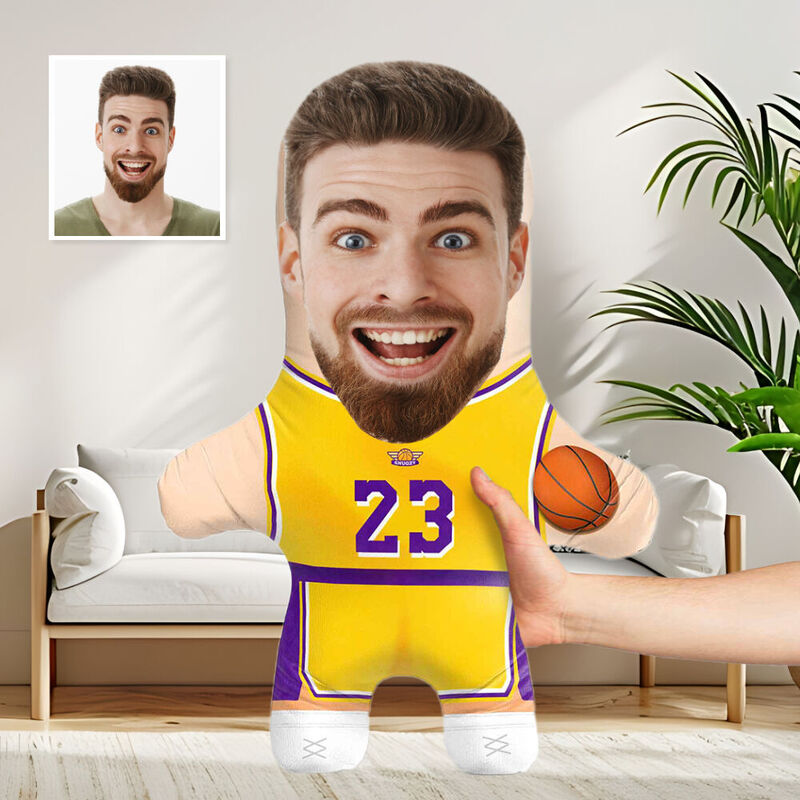 Oreiller photo personnalisé Oreiller visage LA Basketball Cadeau pour les fans de basket-ball
