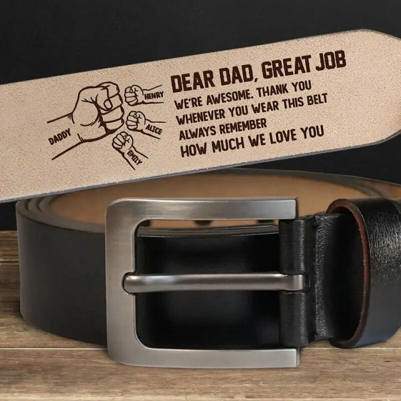 Custom Leather Belt Engraved Encouraging Words Men's Belts for Father's Day