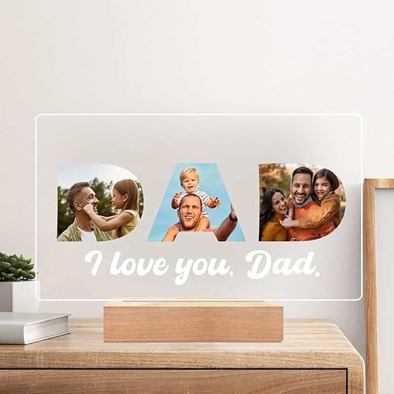 Personalized Picture Night Light with Custom Text Simple Present for Dad