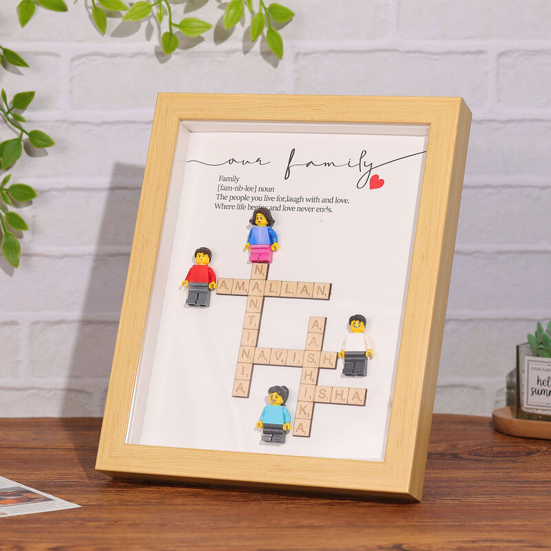 Gepersonaliseerd scrabble fotolijst met blokcijfers Leuk cadeau voor familie