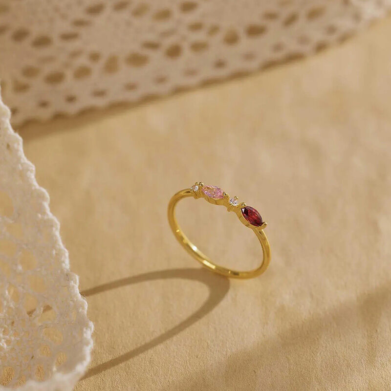 Gepersonaliseerde Verjaardagsteen Ring Eenvoudig Cadeau voor Moederdag