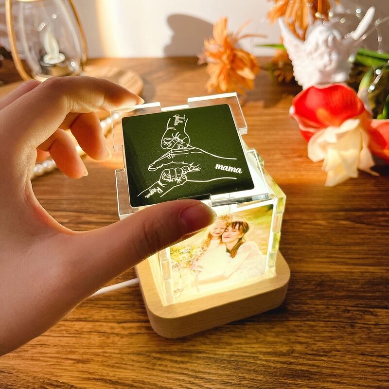 Personalized Name Acrylic Magic Cube Light with Custom Photo Funny Gift for Mother's Day