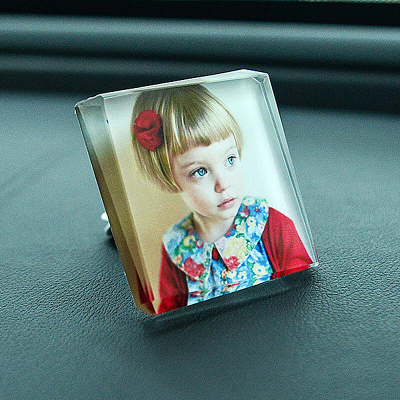 Personalized Car Air Vent Clip Glass Crystal Custom Photo Aromatherapy Accessories for Her