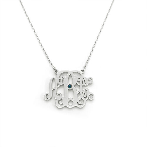 "Good Memories" Personalized Monogram Necklace With Birthstone