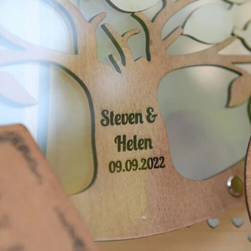 Personalized Round Living Tree Wood Acrylic Custom Name Guest Book