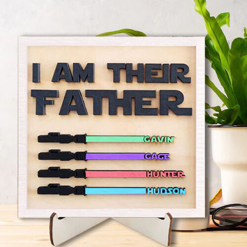 Personalized Name Puzzle Frame with Custom Name Lightsaber for Father's Day Gift