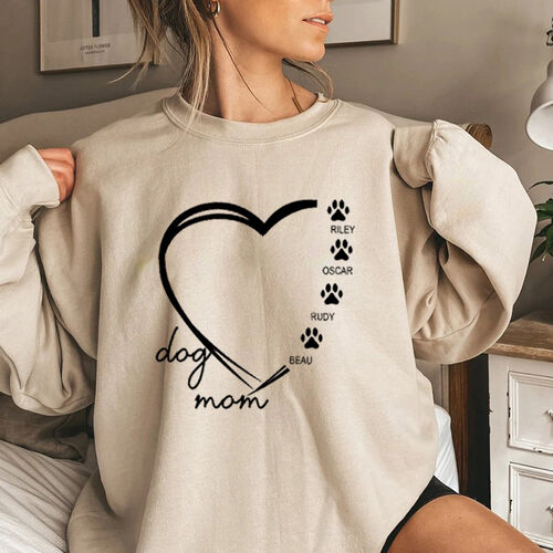 Personalisiertes Sweatshirt mit Pfotenabdruck und individuellem Namen für die beste Mutter